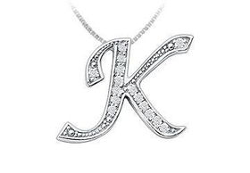 Script K Diamond Initial Pendant : 14K White Gold - 0.40 CT Diamondsscript 