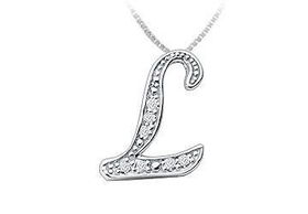 Script L Diamond Initial Pendant : 14K White Gold - 0.20 CT Diamonds