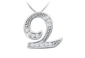 Script Q Diamond Initial Pendant : 14K White Gold - 0.30 CT Diamonds