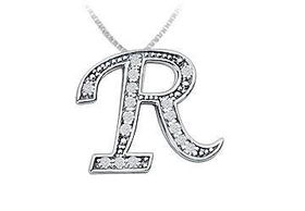 Script R Diamond Initial Pendant : 14K White Gold - 0.40 CT Diamonds