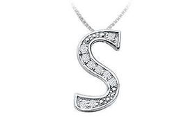 Script S Diamond Initial Pendant : 14K White Gold - 0.25 CT Diamondsscript 