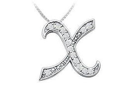 Script X Diamond Initial Pendant : 14K White Gold - 0.35 CT Diamonds