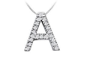 Classic A Initial Diamond Pendant : 14K White Gold - 0.30 CT Diamonds