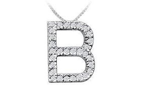 Classic B Initial Diamond Pendant : 14K White Gold - 0.45 CT Diamonds