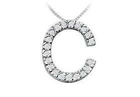 Classic C Initial Diamond Pendant : 14K White Gold - 0.30 CT Diamonds