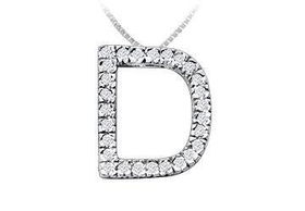 Classic D Initial Diamond Pendant : 14K White Gold - 0.45 CT Diamonds