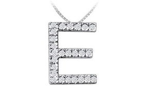 Classic E Initial Diamond Pendant : 14K White Gold - 0.40 CT Diamondsclassic 