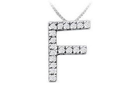 Classic F Initial Diamond Pendant : 14K White Gold - 0.25 CT Diamonds