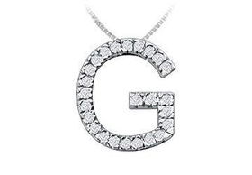 Classic G Initial Diamond Pendant : 14K White Gold - 0.40 CT Diamonds