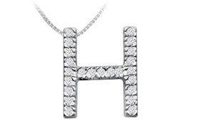 Classic H Initial Diamond Pendant : 14K White Gold - 0.35 CT Diamonds