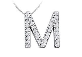 Classic M Initial Diamond Pendant : 14K White Gold - 0.50 CT Diamondsclassic 