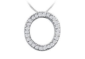 Classic O Initial Diamond Pendant : 14K White Gold - 0.40 CT Diamonds