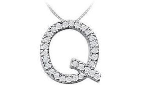 Classic Q Initial Diamond Pendant : 14K White Gold - 0.45 CT Diamondsclassic 