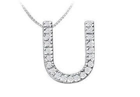 Classic U Initial Diamond Pendant : 14K White Gold - 0.33 CT Diamonds