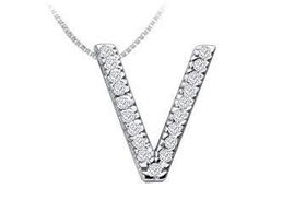 Classic V Initial Diamond Pendant : 14K White Gold - 0.30 CT Diamondsclassic 