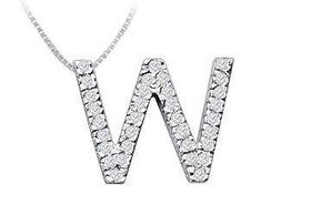 Classic W Initial Diamond Pendant : 14K White Gold - 0.50 CT Diamonds