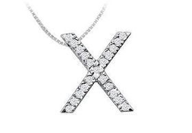 Classic X Initial Diamond Pendant : 14K White Gold - 0.33 CT Diamonds