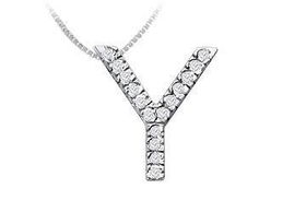 Classic Y Initial Diamond Pendant : 14K White Gold - 0.25 CT Diamondsclassic 