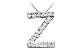 Classic Z Initial Diamond Pendant : 14K White Gold - 0.33 CT Diamonds