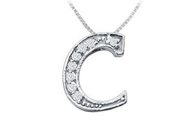 Script C Diamond Initial Pendant : 14K White Gold - 0.15 CT Diamonds