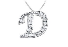 Script D Diamond Initial Pendant : 14K White Gold - 0.25 CT Diamonds
