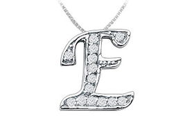 Script E Diamond Initial Pendant : 14K White Gold - 0.25 CT Diamondsscript 