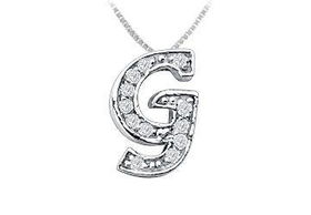 Script G Diamond Initial Pendant : 14K White Gold - 0.20 CT Diamonds