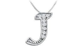 Script J Diamond Initial Pendant : 14K White Gold - 0.15 CT Diamondsscript 