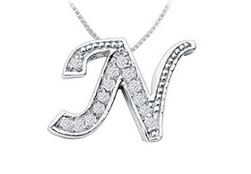 Script N Diamond Initial Pendant : 14K White Gold - 0.25 CT Diamondsscript 