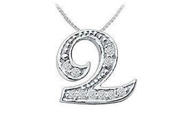 Script Q Diamond Initial Pendant : 14K White Gold - 0.15 CT Diamondsscript 