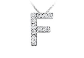 Classic F Initial Diamond Pendant : 14K White Gold - 0.15 CT Diamondsclassic 