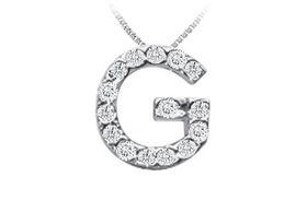 Classic G Initial Diamond Pendant : 14K White Gold - 0.15 CT Diamonds