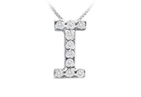 Classic I Initial Diamond Pendant : 14K White Gold - 0.10 CT Diamondsclassic 