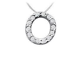 Classic O Initial Diamond Pendant : 14K White Gold - 0.15 CT Diamondsclassic 