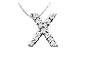 Classic X Initial Diamond Pendant : 14K White Gold - 0.15 CT Diamondsclassic 