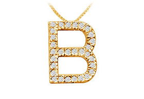 Classic B Initial Diamond Pendant : 14K Yellow Gold - 0.45 CT Diamonds