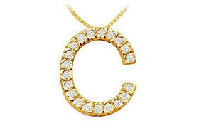 Classic C Initial Diamond Pendant : 14K Yellow Gold - 0.30 CT Diamonds