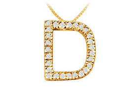 Classic D Initial Diamond Pendant : 14K Yellow Gold - 0.45 CT Diamonds