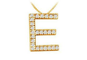 Classic E Initial Diamond Pendant : 14K Yellow Gold - 0.40 CT Diamonds