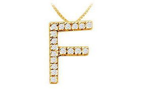 Classic F Initial Diamond Pendant : 14K Yellow Gold - 0.25 CT Diamonds