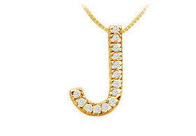 Classic J Initial Diamond Pendant : 14K Yellow Gold - 0.25 CT Diamondsclassic 