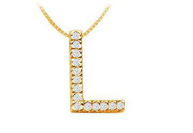 Classic L Initial Diamond Pendant : 14K Yellow Gold - 0.25 CT Diamonds