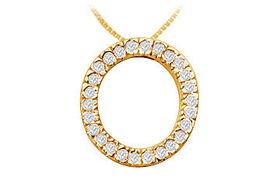 Classic O Initial Diamond Pendant : 14K Yellow Gold - 0.40 CT Diamondsclassic 