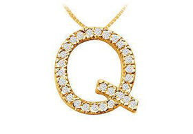 Classic Q Initial Diamond Pendant : 14K Yellow Gold - 0.45 CT Diamonds