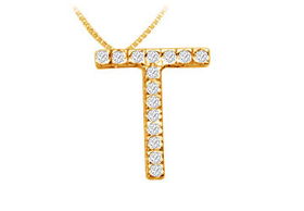 Classic T Initial Diamond Pendant : 14K Yellow Gold - 0.25 CT Diamondsclassic 