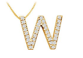 Classic W Initial Diamond Pendant : 14K Yellow Gold - 0.50 CT Diamondsclassic 