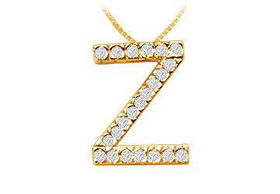 Classic Z Initial Diamond Pendant : 14K Yellow Gold - 0.33 CT Diamonds