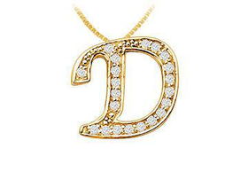 Script D Diamond Initial Pendant : 14K Yellow Gold - 0.55 CT Diamonds