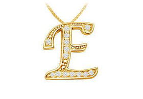 Script E Diamond Initial Pendant : 14K Yellow Gold - 0.35 CT Diamonds