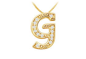 Script G Diamond Initial Pendant : 14K Yellow Gold - 0.33 CT Diamonds